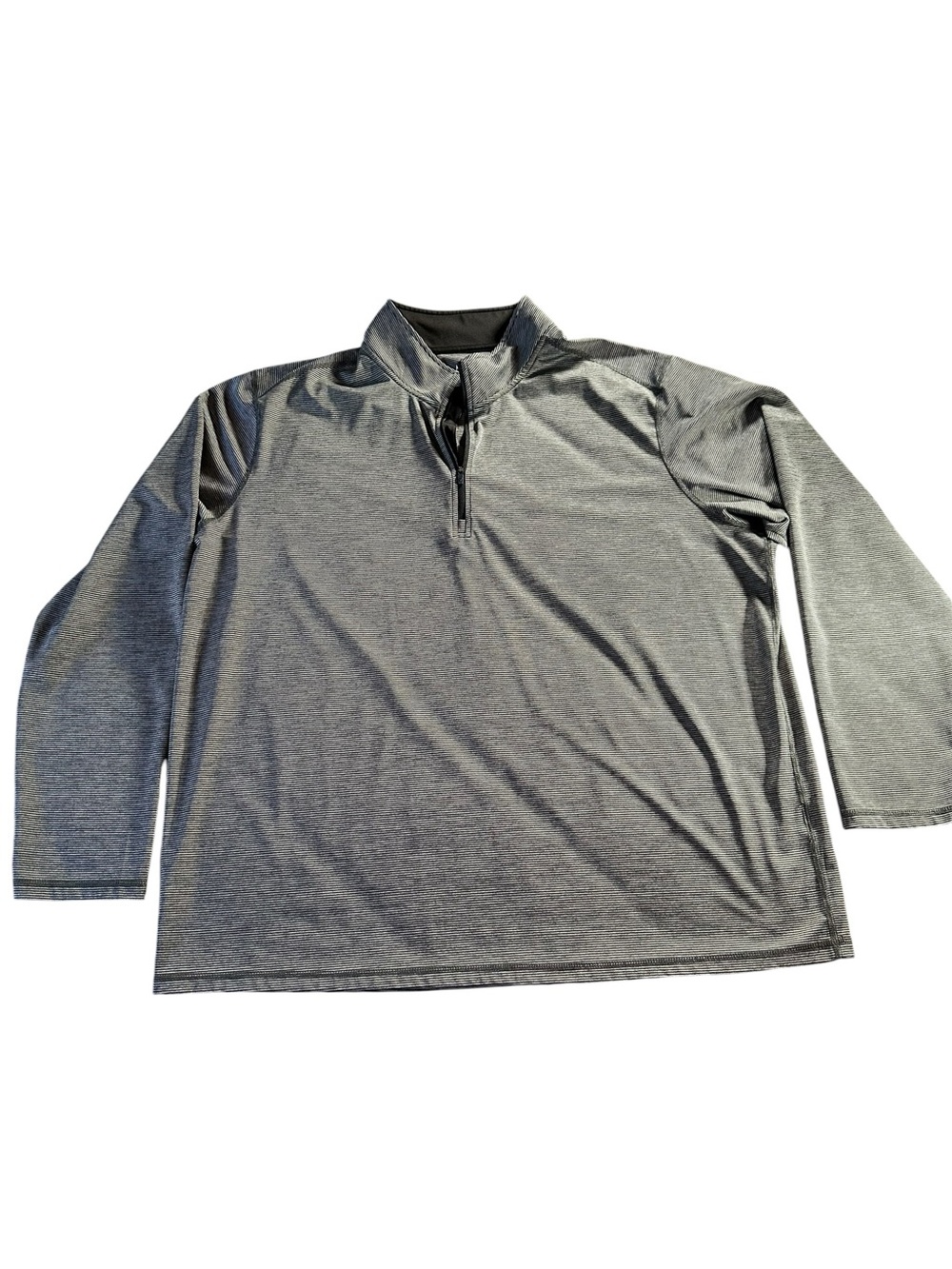 Maelreg Men's Grey Stripe Performance Quarter-Zip Pullover 3XL